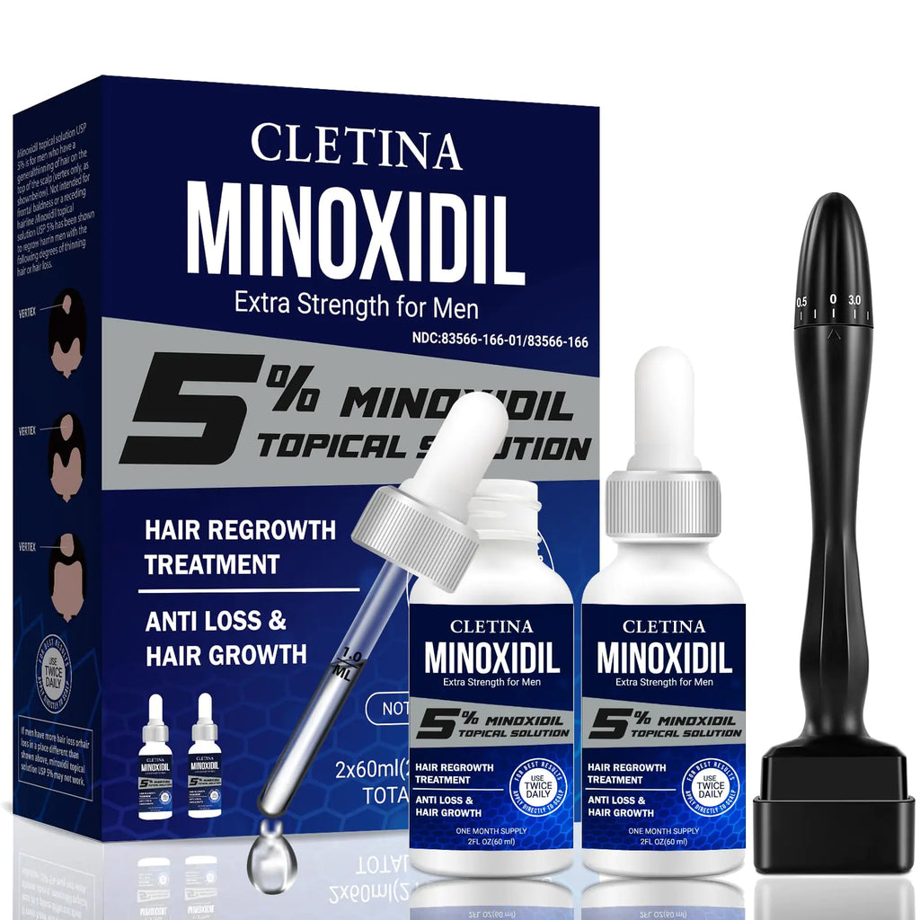 5% Minoxidil para Hombres Serum de Crecimiento Capilar con Gotero - Ayuda a Detener el Adelgazamiento y la Pérdida de Cabello - Aceite de Crecimiento Capilar con Biotina para un Cabello Más Fuerte y Espeso